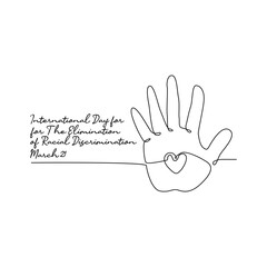 single line art of international day for the elimination of racial discrimination good for international day for the elimination of racial discrimination celebrate. line art. illustration.