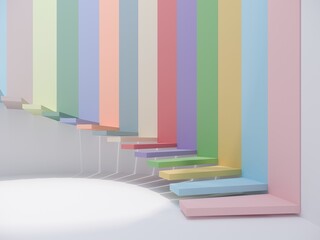 modern staircase in white space, 3d rendering