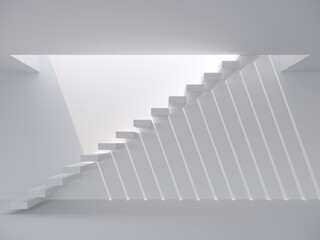 Obraz premium modern staircase in white space, 3d rendering