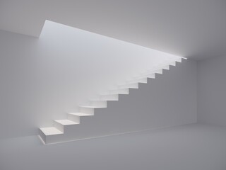 modern staircase in white space, 3d rendering