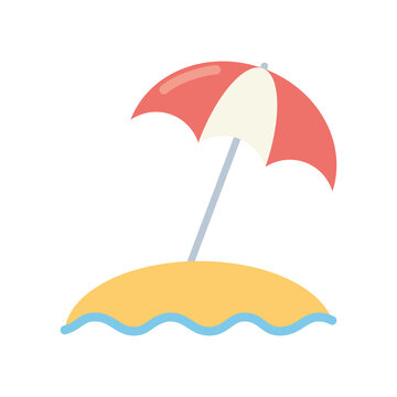 Summer season umbrella buried in sand png icon with transparent background