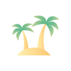 Summer season beach palm trees png icon with transparent background