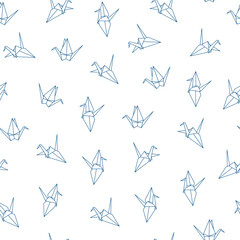 Paper Crane Origami Outlines Seamless Vector Repeat Pattern