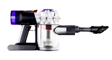 Cutout of an isolated domestic cordless handheld vacuum cleaner with the transparent png
