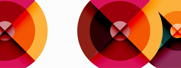 Fototapeta premium Circles with shadows trendy minimal geometric composition abstract background