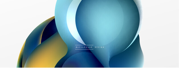 Fluid abstract background, round shapes and circle flowing design for wallpaper, banner, background or landing