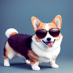 Corgi the dog with sunglasses.   
Created with generative AI
