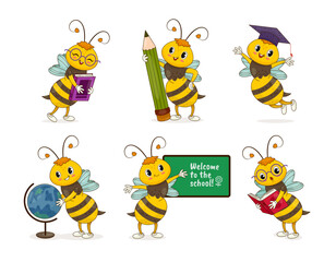 Set of cute learning bees