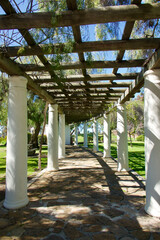 sunlight on the colonnade in the park