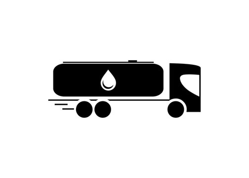 Delivery truck of oil gasoline fuel chemical diesel. Vector design of liquid container.