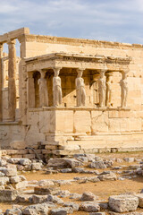 The Erechtheion or Temple of Athena Polias, the Ancient Greek temple at the Acropolis in Athens....