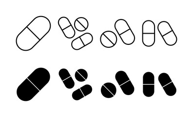 Pills icon vector for web and mobile app. capsule icon. Drug sign and symbol