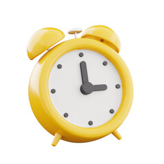 3d rendering yellow alarm clock icon symbol watch design illustration - obrazy, fototapety, plakaty