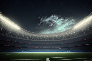 Fototapeta na wymiar crowded soccer stadium under a cloudy sky, Generative AI 