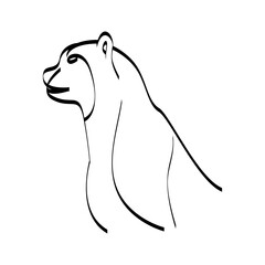 leopard line art side view, hunter animal icon