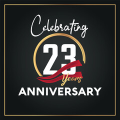 23rd year anniversary celebration logo with elegance  
golden ring and white color font numbers isolated vector design