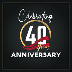 40th year anniversary celebration logo with elegance golden ring and  white color font numbers isolated vector design