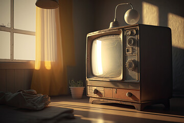 old tv created with Generative AI technology
