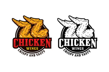 Chicken wings crispy and tasty design logo