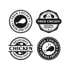 Fried chicken badge stamps design collection