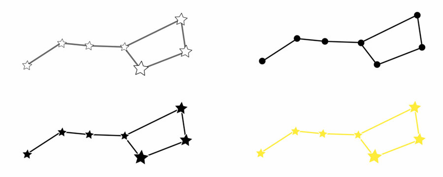 Constellation Ursa Major icon set isolated on white background.constellation of the Big dipper