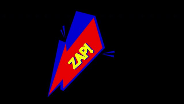 cartoon zap Comic Bubble speech loop Animation video transparent background with alpha channel.