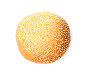 Half of fresh burger bun isolated on white, top view