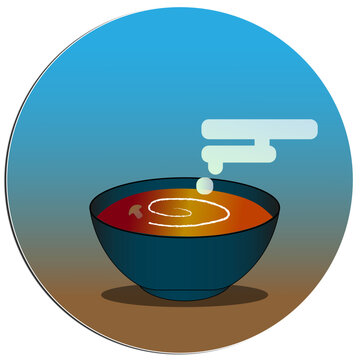 Spicy hot red-yellow soup with mushrum