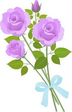 紫の薔薇の花束_ベクターイラスト