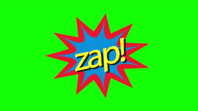 cartoon zap Comic Bubble speech loop Animation video transparent background with alpha channel.
