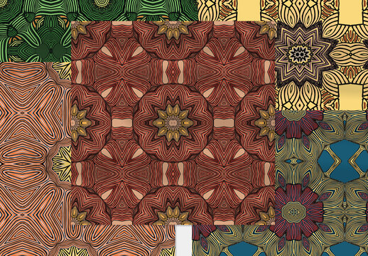 Seamless Pattern Collection with Ethic Mandala Motif