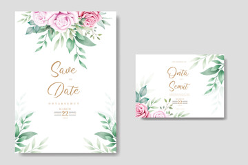 watercolor floral rose wedding invitation card 