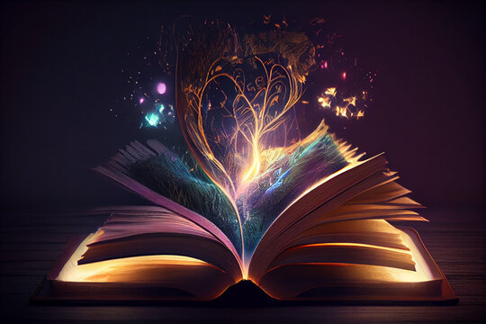 magic book and magic light.generative ai