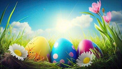 Fototapeta premium Easter nature spring scene background