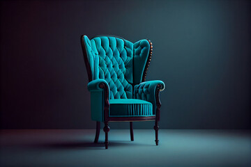 chair in turquoise, standing alone.generative ai