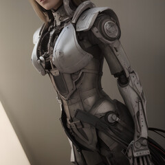 female wearing futuristic armor, Generative AI