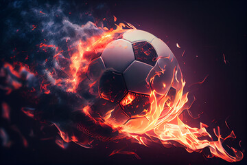 Fototapeta na wymiar burning soccer ball..generative ai