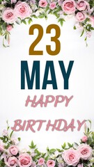 Happy birthday with date beautiful illustrated artwork modern calligraphy can be printed on shirts banners and on greeting cards for success business life.