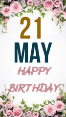 Happy birthday with date beautiful illustrated artwork modern calligraphy can be printed on shirts banners and on greeting cards for success business life.