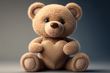 Cute teddy bear holding heart,generative AI