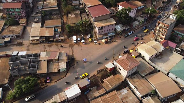 Yaounde, Cameroon Busy Residential Urban City Streets - Aerial Drone View