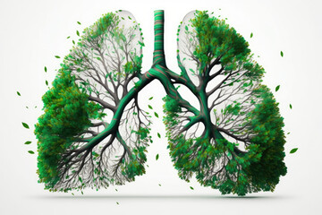 green lung made by trees on white background, generative AI