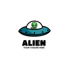 Vector Logo Illustration Alien Mascot Cartoon Style.