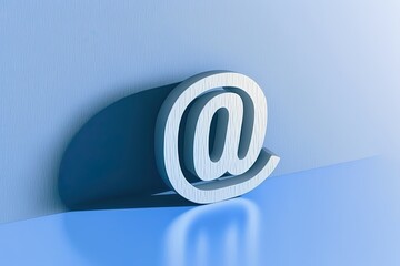 Email address icon @ logo communication mail or business website contact message symbol on sending newsletter background with receiving email support mailbox. 3d rendering - obrazy, fototapety, plakaty