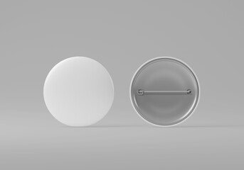 Pin badge logo mockup set front and back with copy space for your logo or graphic design, 3d rendering studio