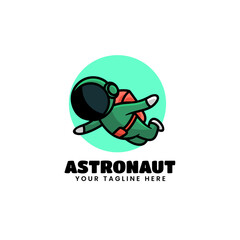 Vector Logo Illustration Astronaut Mascot Cartoon Style.
