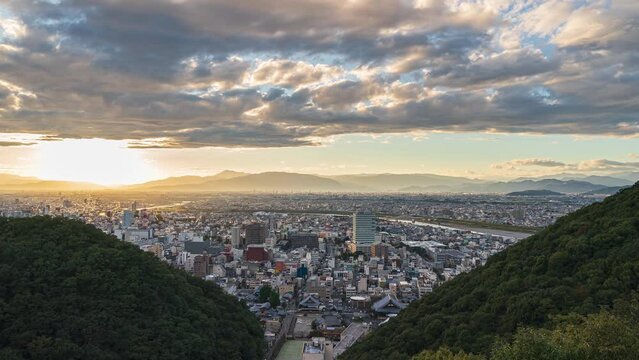 岐阜市の夕焼けタイムラプス