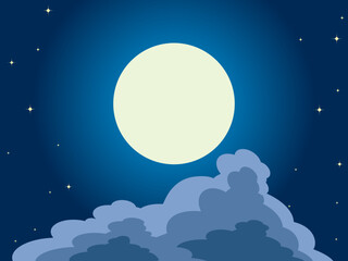 月、雲、星1