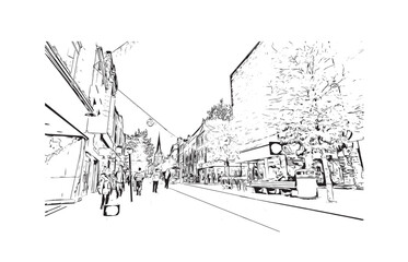 Obraz premium Building view with landmark of Preston is the city in England. Hand drawn sketch illustration in vector.