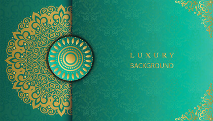 Arabesque style decorative golden mandala background. Ornamental floral loyal frame, greeting and invitation card.